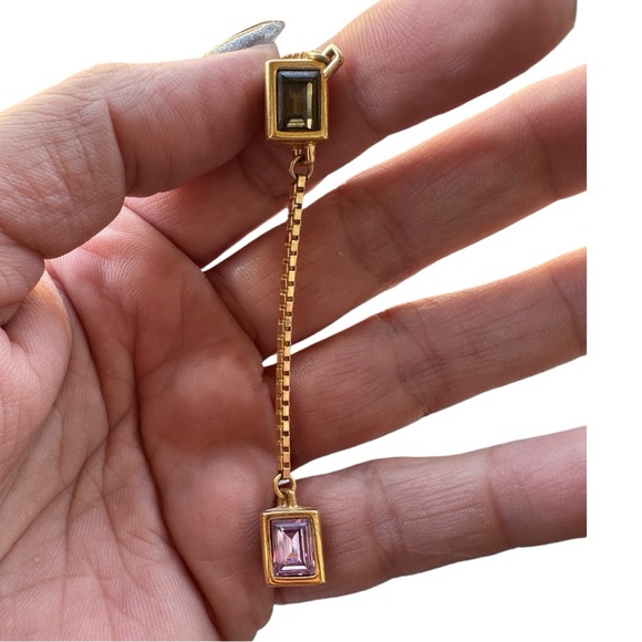 Swarovski Crystal Caged Smoky Quartz & Amethyst Y-Drop Necklace (EUC) - Picture 6 of 12